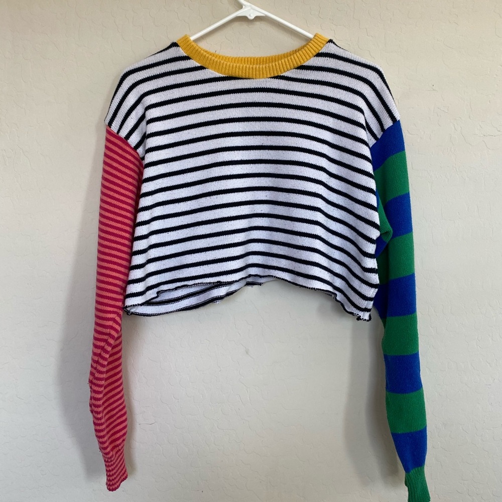 “Recycled cotton” thick cropped sweatshirt